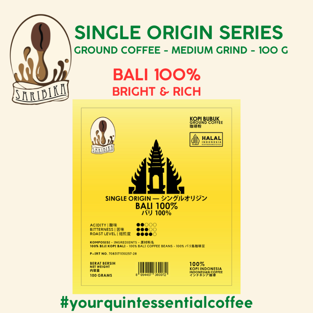 

Saribika Single Origin Bali 100% - Ground Coffee 100g
