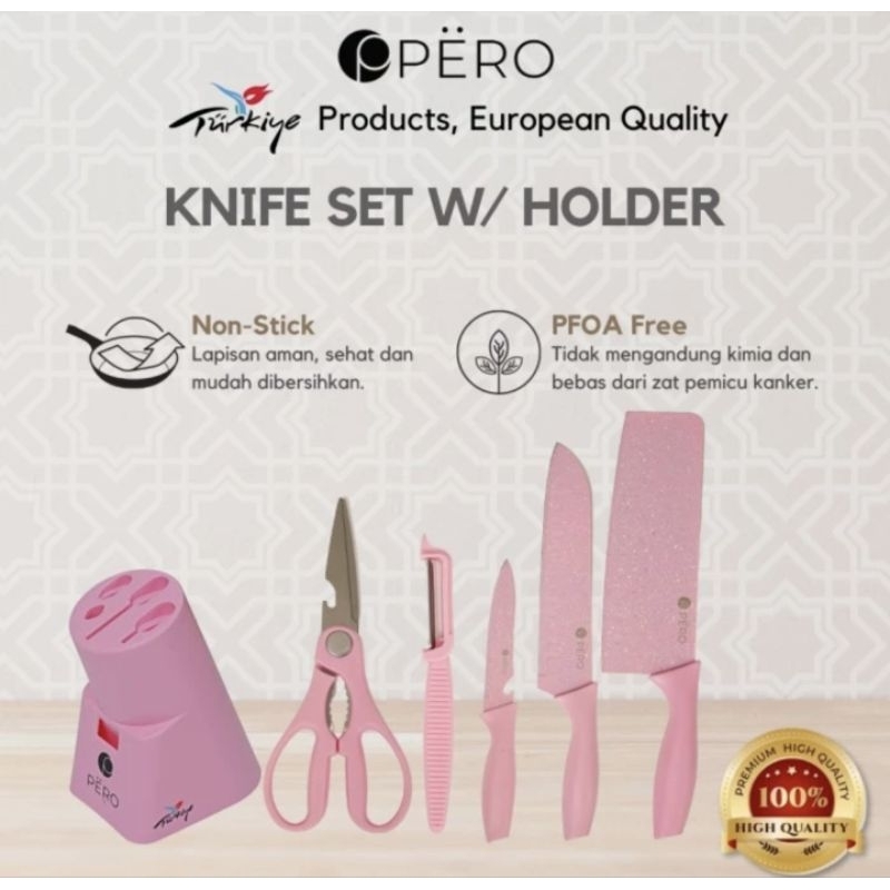 PERO Knife Set of 6 With Holder - Set Pisau PERO