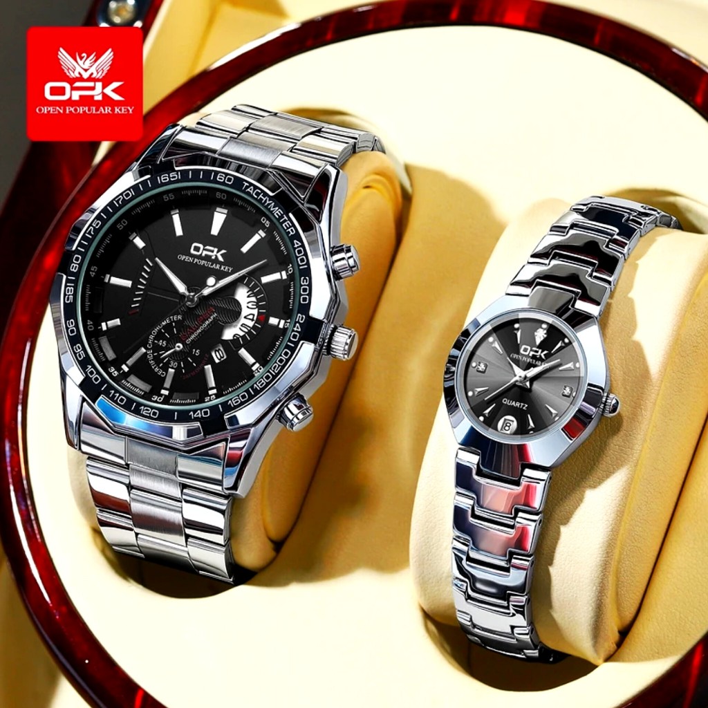OPK Jam Tangan Couple Anti Air Original 100% Rantai Couple Watch Model Stainless Steel 8105 8108