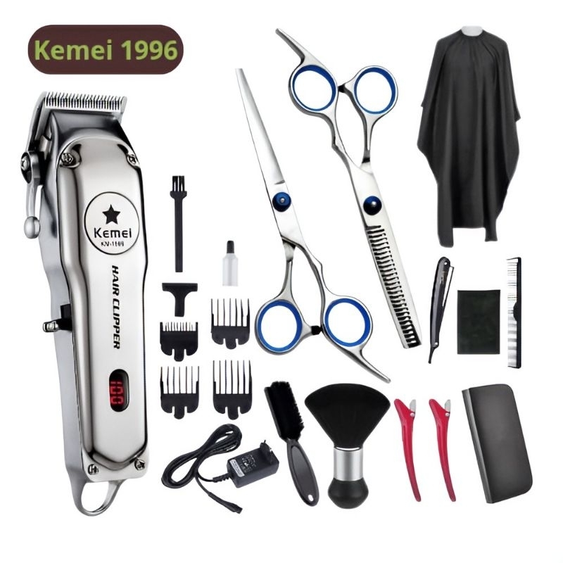Paket Mesin Cukur Gunting Potong Pangkas Sasak Rambut Stainless Professional Mesin Cukur Elektrik Ke