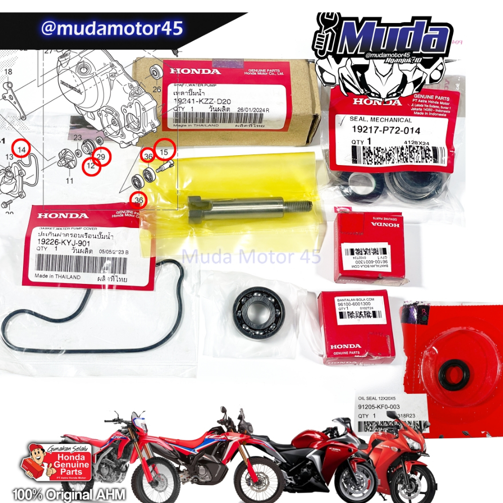 SEAL MECHANICAL CBR250R CBU CRF250L CRF 250 RALLY KYJ K33 CBR300R 19241-KYJ-900-KZZ-D20 19217-P72-01