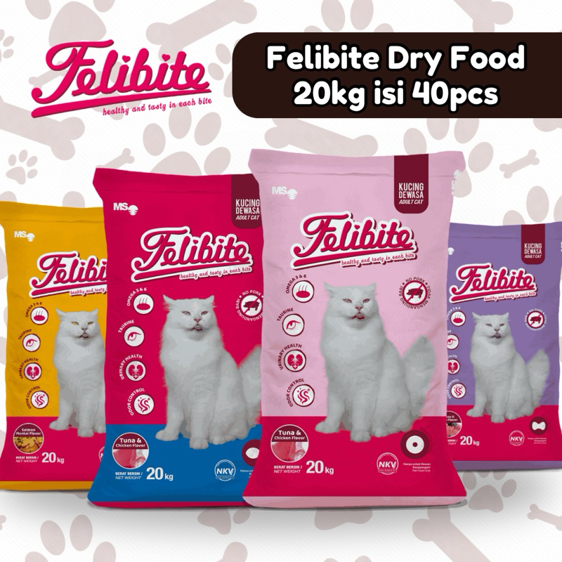 FELIBITE 20KG PAKAN KUCING ISI 40PCS ADULT KITTEN - Makanan Kucing Kemasan Besar Premium