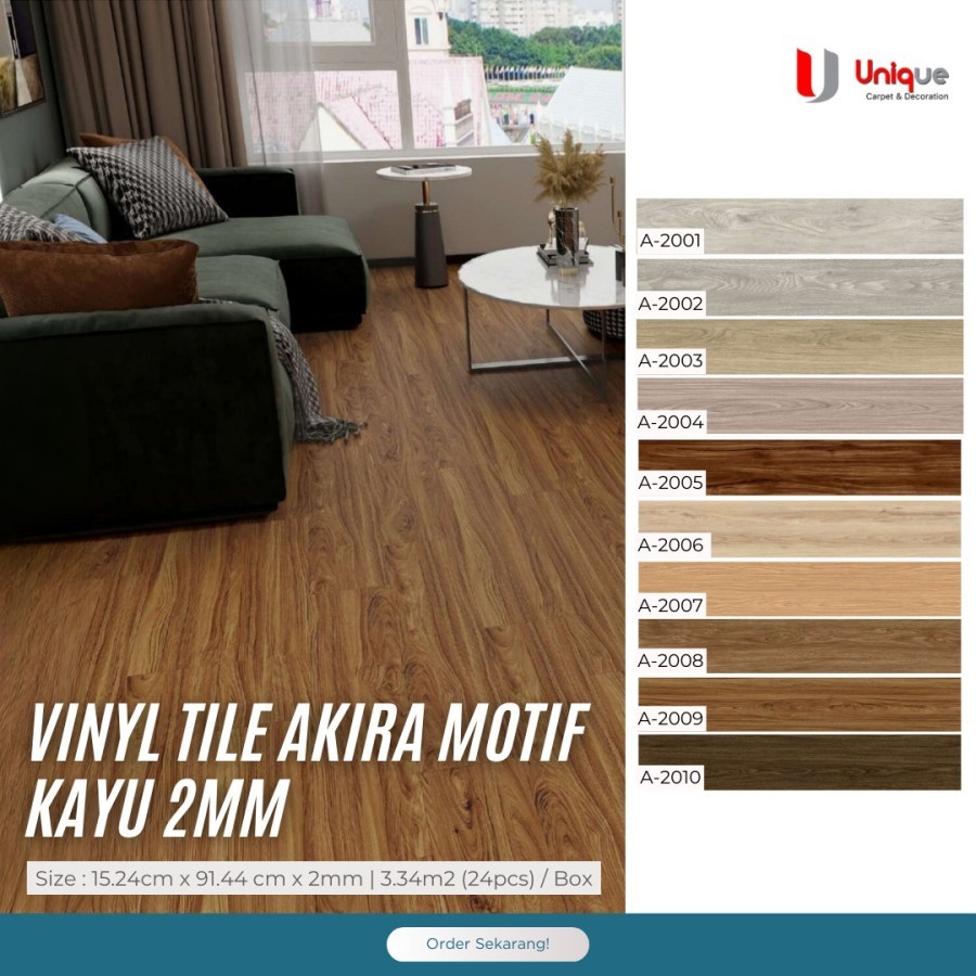 AKIRA Vinyl Flooring Plank 2mm / Lantai Vinyl Lembaran Motif Kayu / Vinyl Floor Wood Series