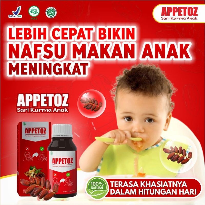 

Appetoz Sari Kurma Anak - Solusi Anak SusahMakan |Nafsu Makan Meningkat Dalam 7 Hari | Vitamin