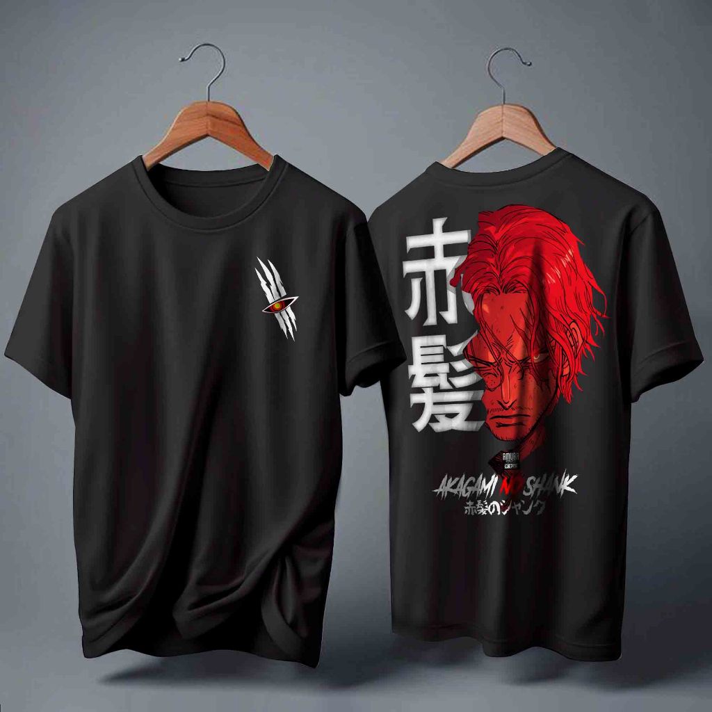 Baju Kaos Anime Onepiece Akagami no Shank Yonko Pirates Killer - T shirt Distro One Piece Red Hair
