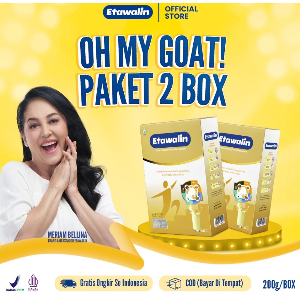 

2 BOX Etawalin Original - Susu Etawa Terapi Sendi Dan Tulang Asam Urat No 1 Di Indonesia 200gr