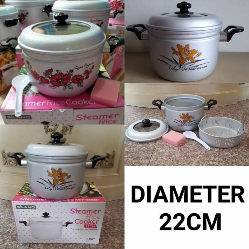 panci kukusan alumunium panci serbaguna tutup kaca MASPION 22cm