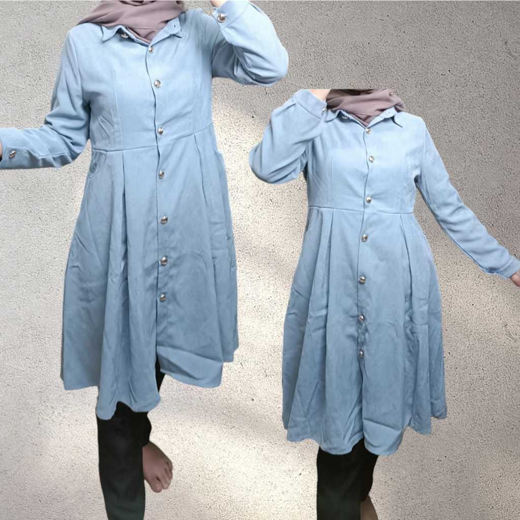 Dress Midi lengan panjang Korean style tanpa tali pinggang