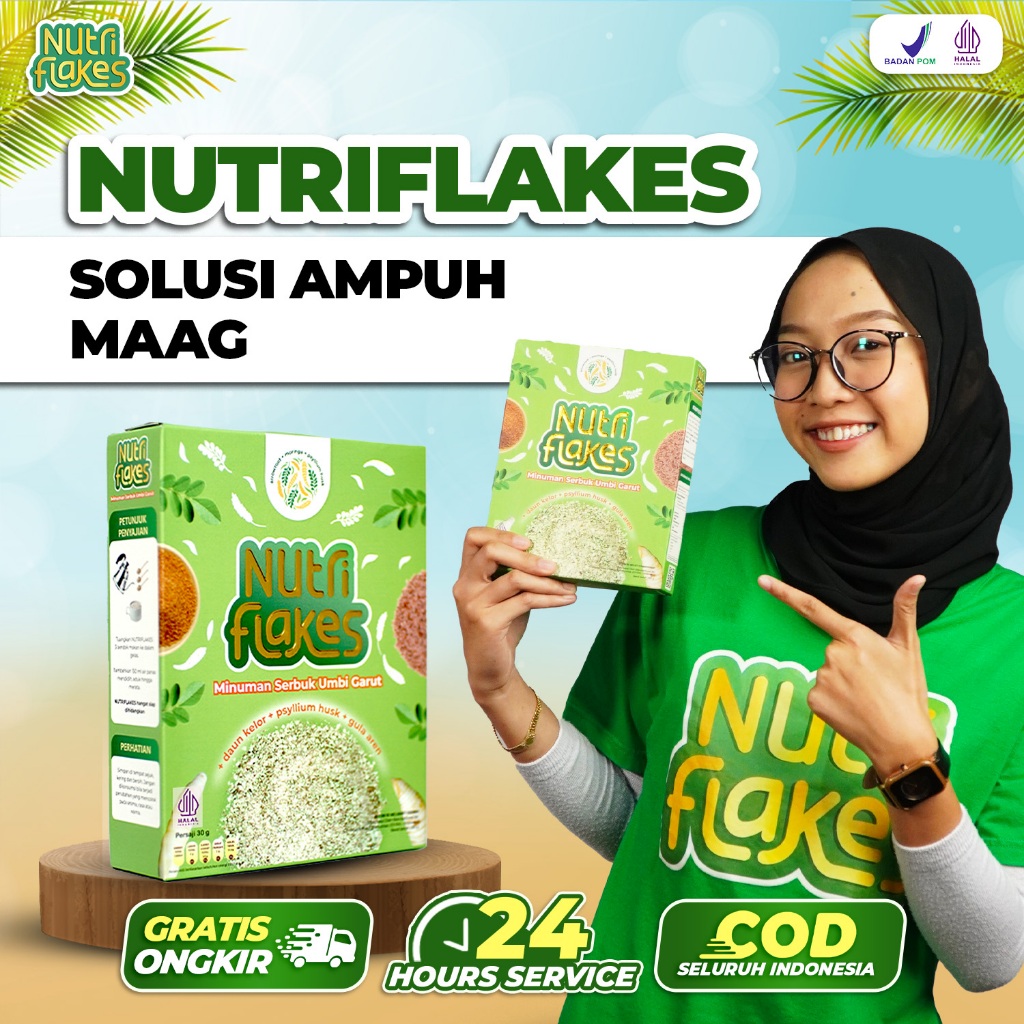 

NUTRIFLAKES 1 BOX Seral Umbi Garut Asam Lambung Original Obat Mag herbal Alami