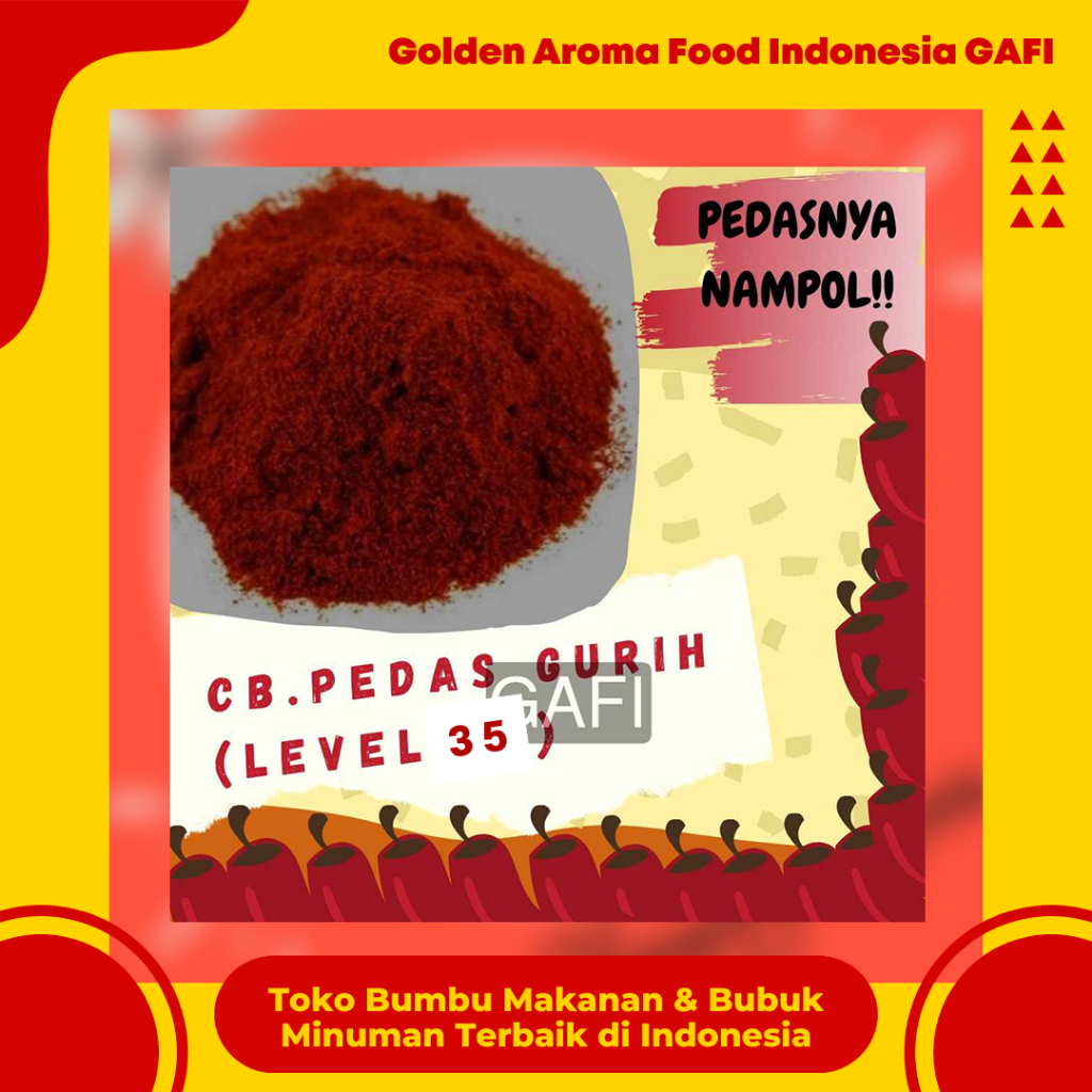 

GAFI Food Cabe Bubuk Pedas Asin Gurih (Level 35) 1 Kg Enak Murah Lezat Halal, Spicy Salty Savory Chili Powder (Level 35) 1Kg