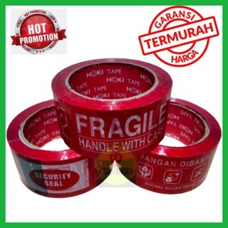 

HOKI TAPE Lakban FRAGILE MERAH 48mm x 100 Yard_Selotip SECURITY SEAL/ISOLASI JANGAN DI BANTING-TAPE VIDEO UNBOXING