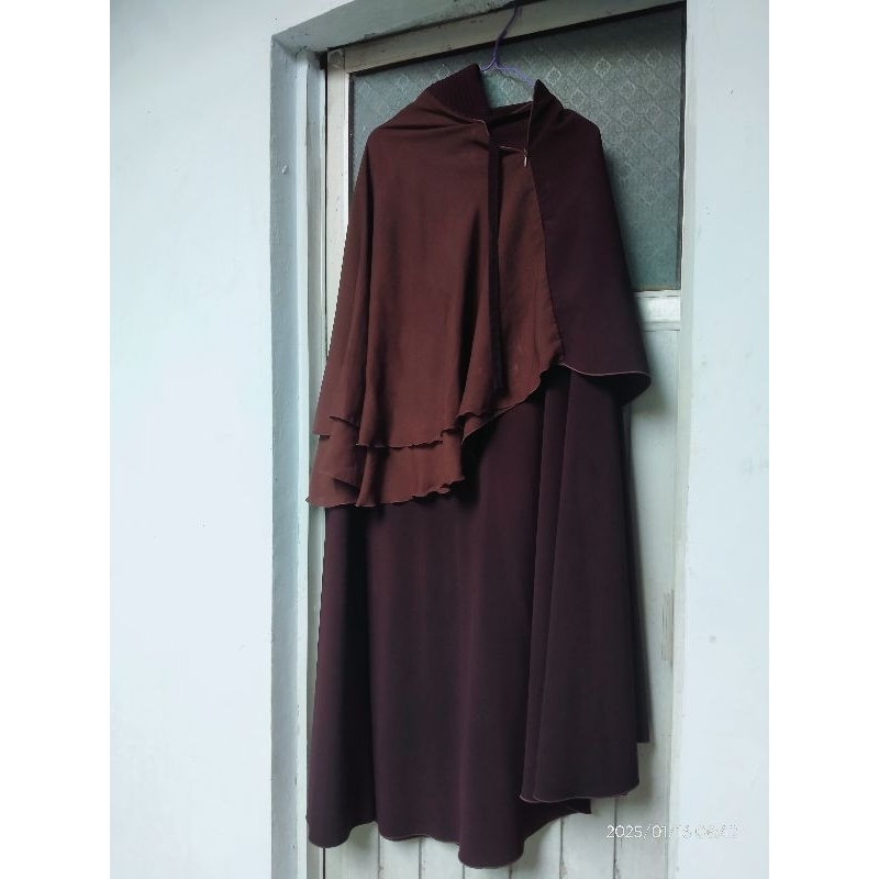 JILBAB SAFAR COKLAT TUA PL MASIH BAGUS