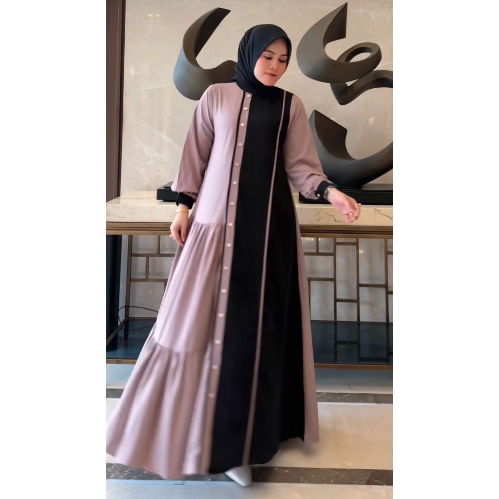 gamis travelling serut kombinasi look arabian syar'i baju umroh stylish