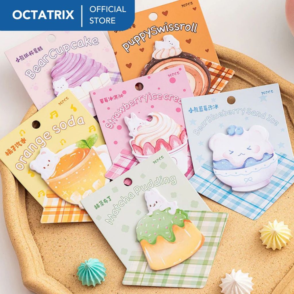 

Sticky Note / Memo Karakter Lucu Cupcake Ice Cream Pudding Soda Tea Swissroll Dessert Kertas Tulis A86 Colorfull