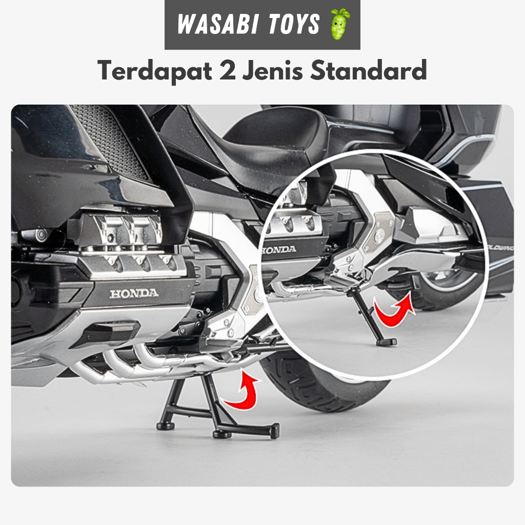 Diecast 1:11 Honda Goldwing Miniatur Motor Fitur Lampu, Suara, Suspensi, Detail Realistik