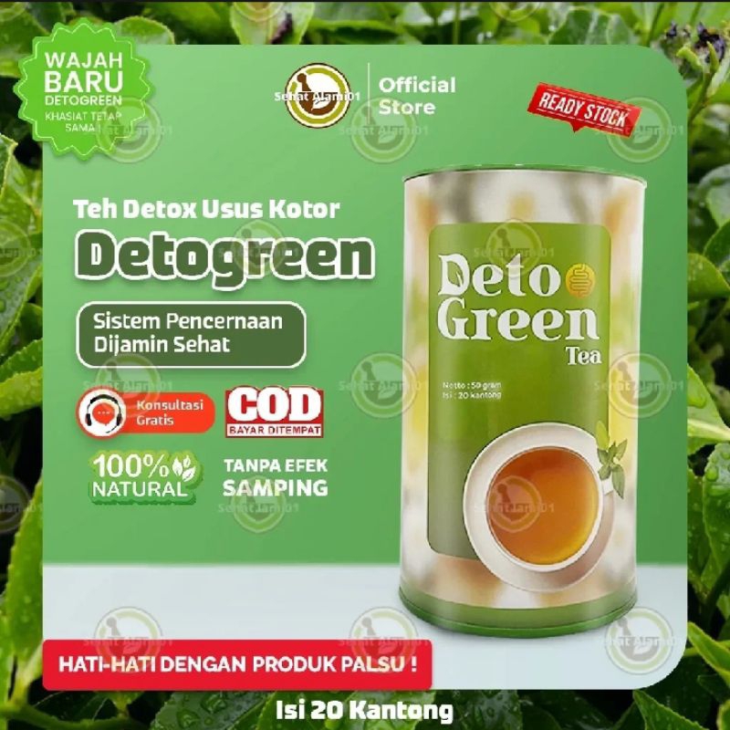 

promo! Detogreen teh hijau kesehatan sistem pencernaan air tea honey peach