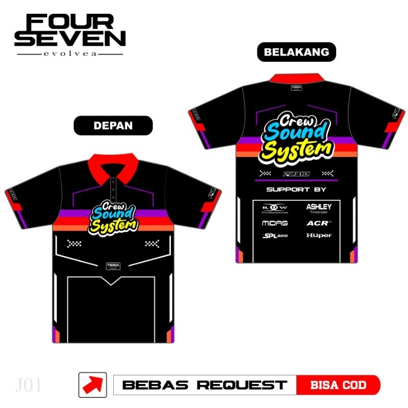 JERSEY FULL PRINTING CUSTOM NAMA Crew audio sound system bisa ganti nama sound kaos jersey pria wani