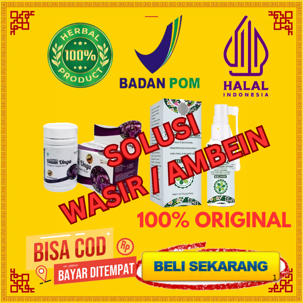 Paket ( Semprot dan Kapsul ) Obat Wasir Cina Herbal Ambeien Ekstra Daun Ungu Ampuh Stadium 1 2 3 4