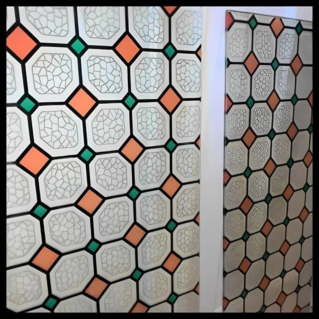 Sticker kaca motif patri, lebar 90cm , sanblast motif untuk kaca jendela