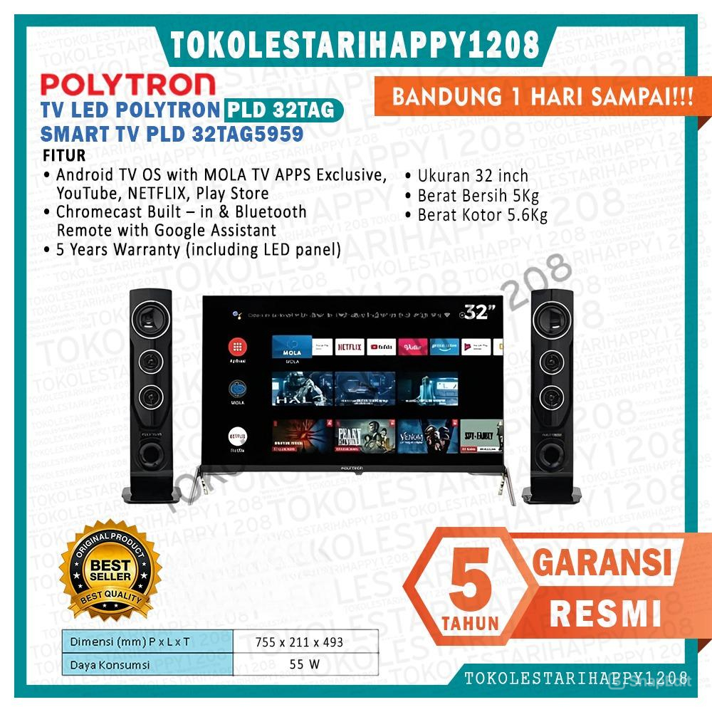 LED TV Polytron Smart Android TV Cinemax Speaker Tower 32 Inch PLD 32TG9055