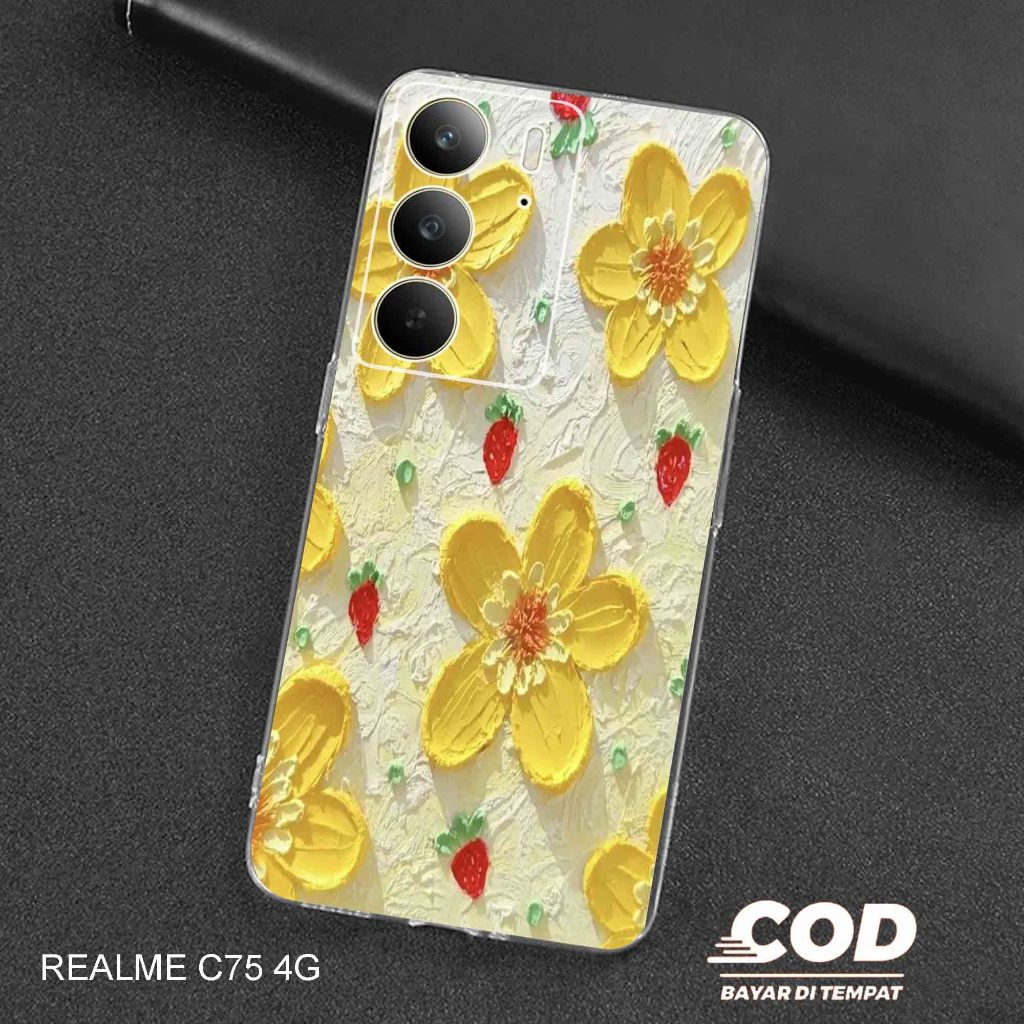 Case Realme C75 Terbaru - Casing Realme C75 - Softcase karet motif gambar ( FLOWERS ) - Kesing Hp - 