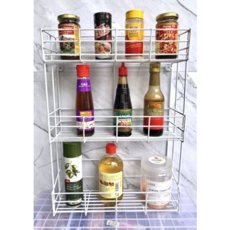 Rak bumbu dapur dinding tempel serbaguna susun 3