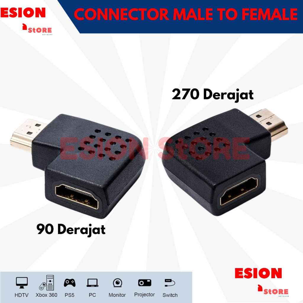 HDMI Konektor Male TO Female 90 Derajat/270 Derajat/ Konektor HDMI 90 Derajat/270 Derajat siku