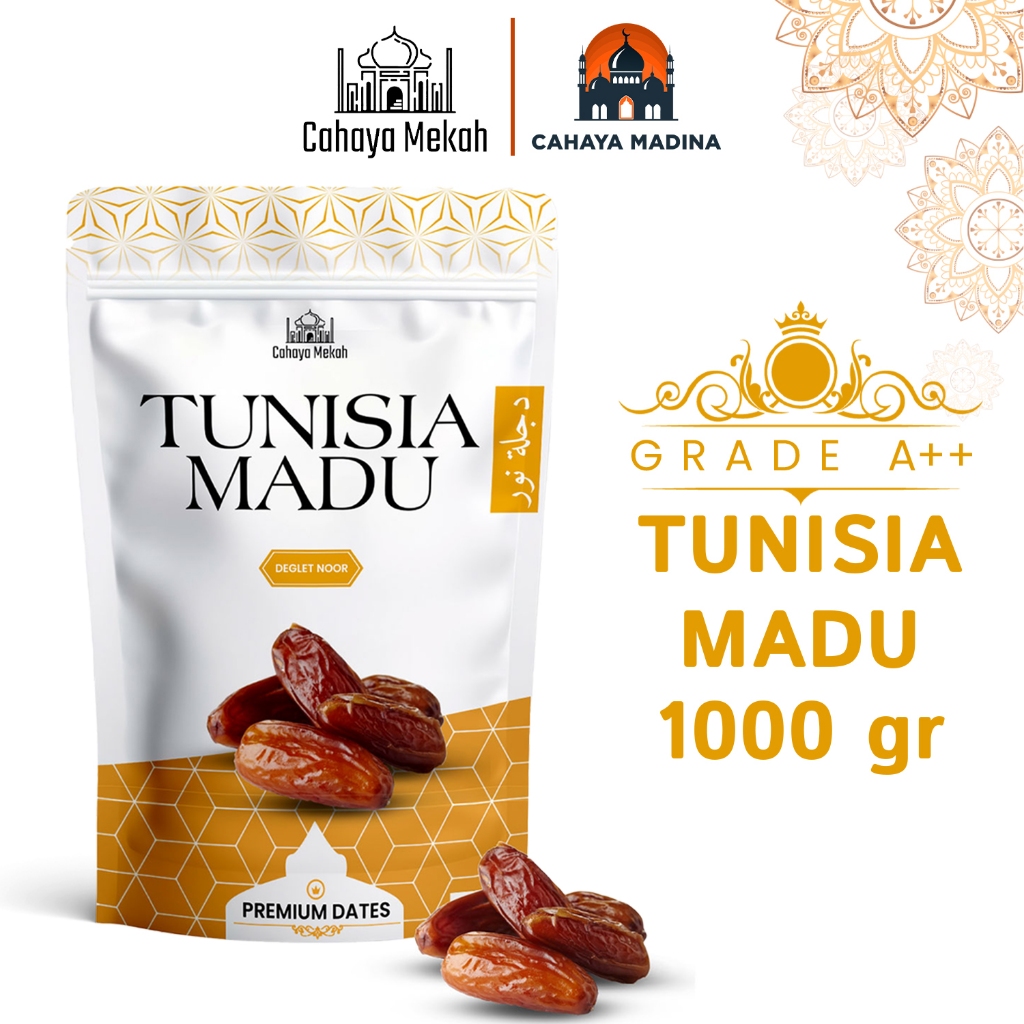 

Cahaya Madinah Kurma Tunisia Madu Premium 1kg Pouch Deglet Noor Honey / Kurma Tunisia High Quality
