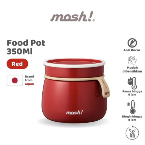 Mosh Food Pot -Wadah Tempat Makanan Termos Stainless Steel 350ML RED Preloved Second