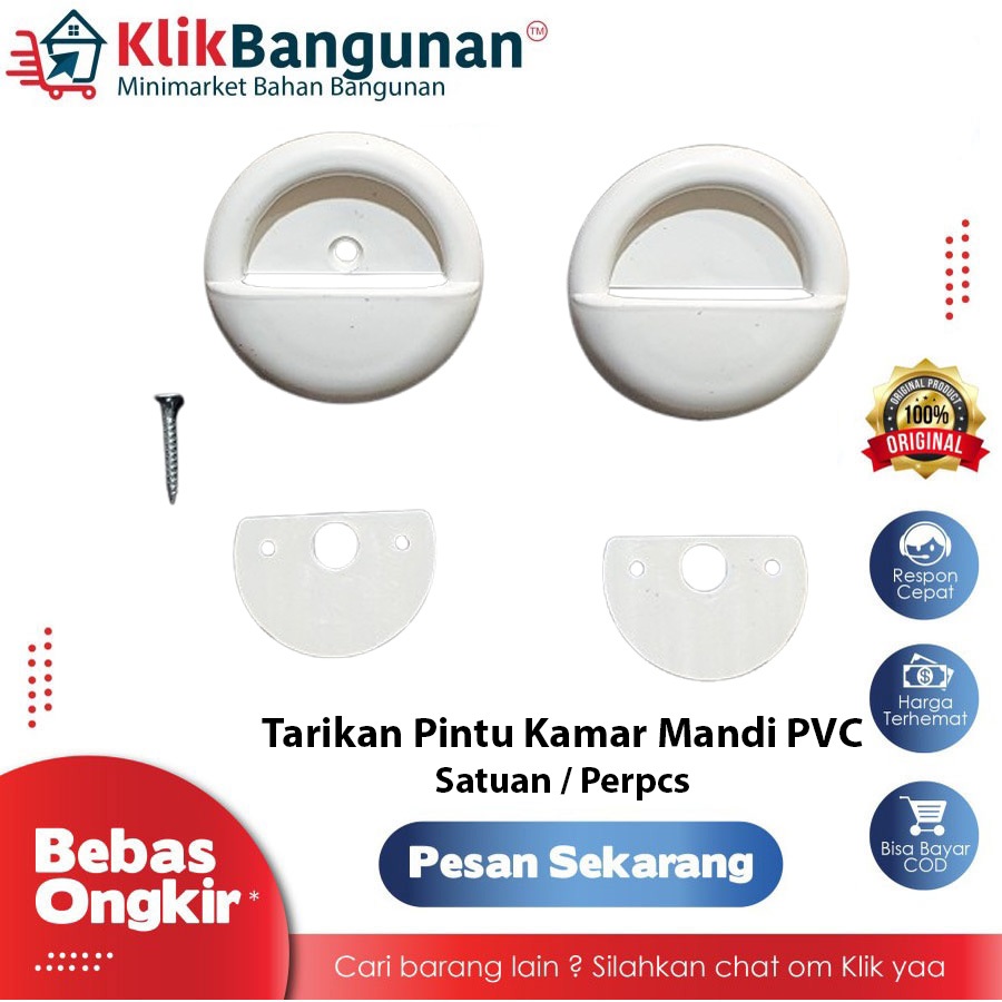 TARIKAN PINTU KAMAR MANDI PVC 1 SET / GAGANG PINTU KAMAR MANDI PVC