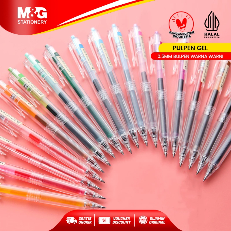 

M&G Retractable Gel Pen Pulpen Jel 0.5mm Retractable Pulpen Tinta Gel 0.5mm Bulpen Warna Warni Colorful Design Transparant Nyaman Digunakan