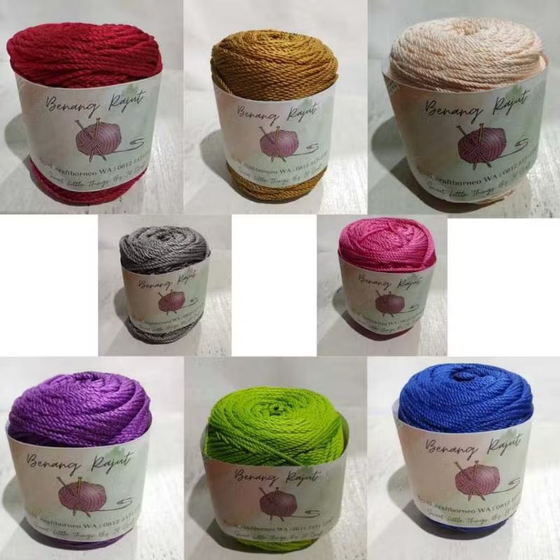 Benang Rajut Polyester / Tali Poly kilap Yarn / Poliester / Poli Kilap Tebal Besar Indo Polycherry