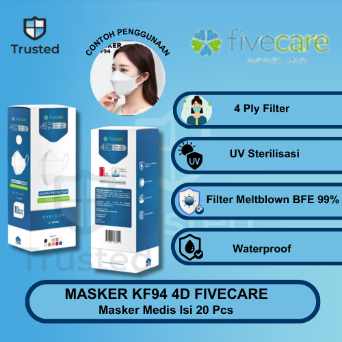 MASKER  FIVECARE 4D 4PLY ISI 20 MASKER FIVE CARE 4D