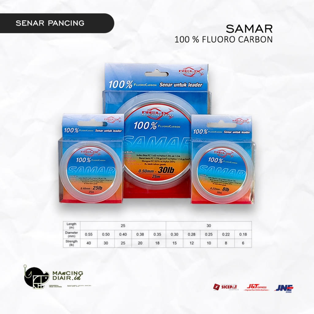 Senar Pancing Leader Murah - Samar Fluorocarbon || 0.14 - 0.55 - 0.14