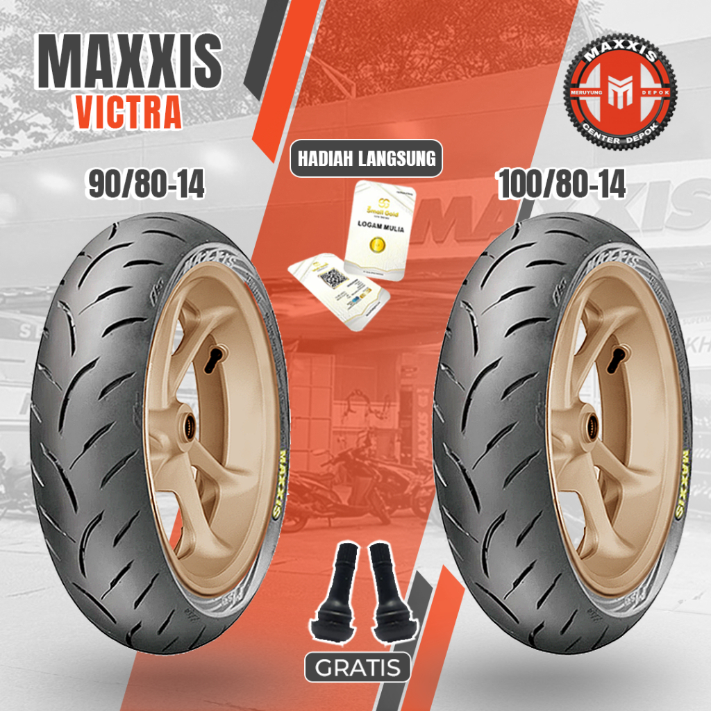 Promo Paket Ban MAXXIS VICTRA 90/80+100/80 Ring 14 Tubeles Matic Depan Belakang BeatVario Scoopy PCX