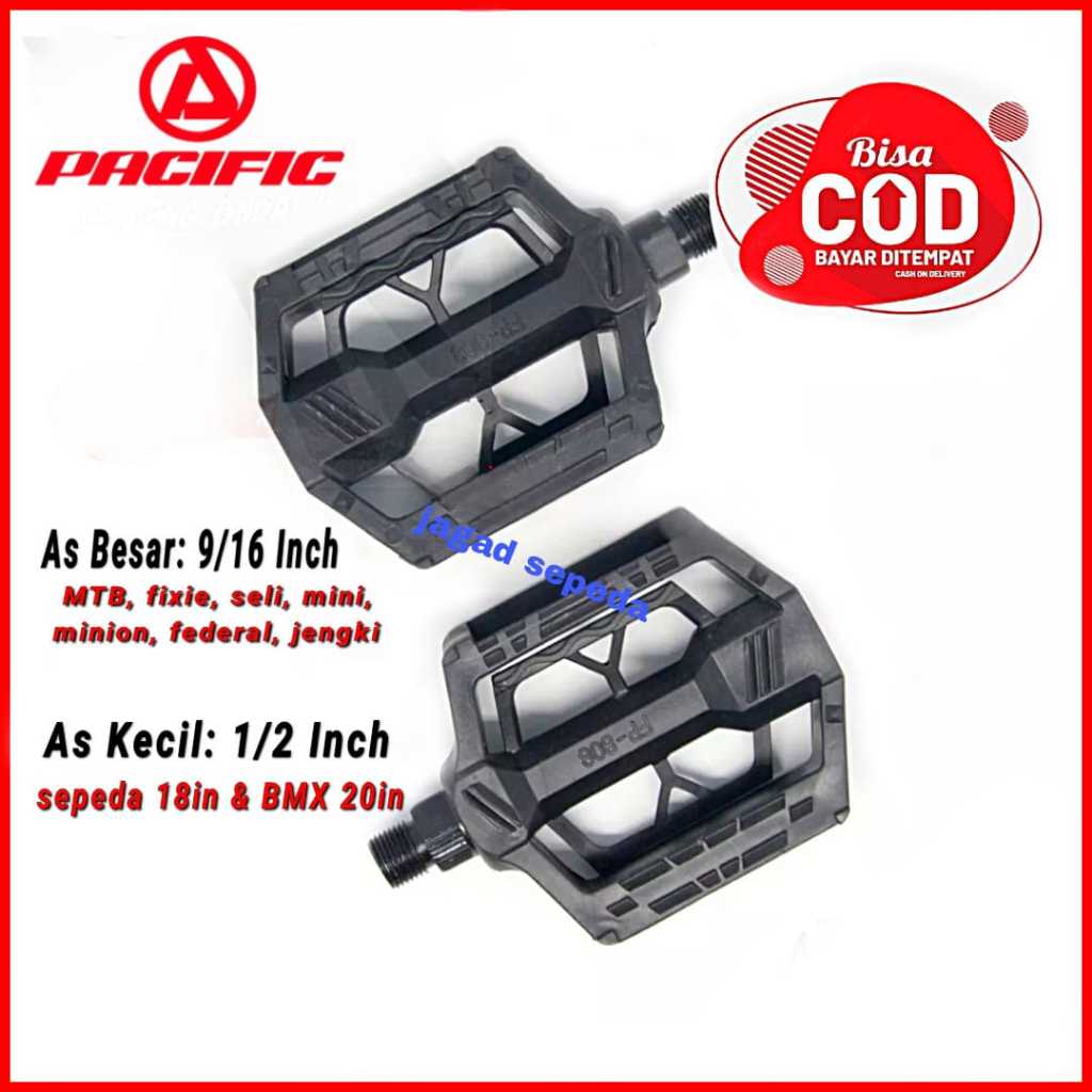 pedal sepeda pacific as besar&as kecil cocok sepeda bmx lipat minivelo mtb dll