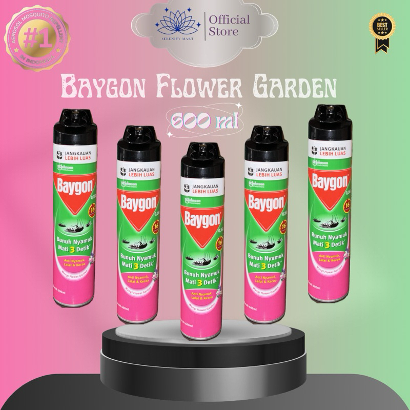 Baygon Flower Garden 600 ml - Obat Nyamuk - Bunuh Nyamuk Penyebab Demam Berdarah (DBD)