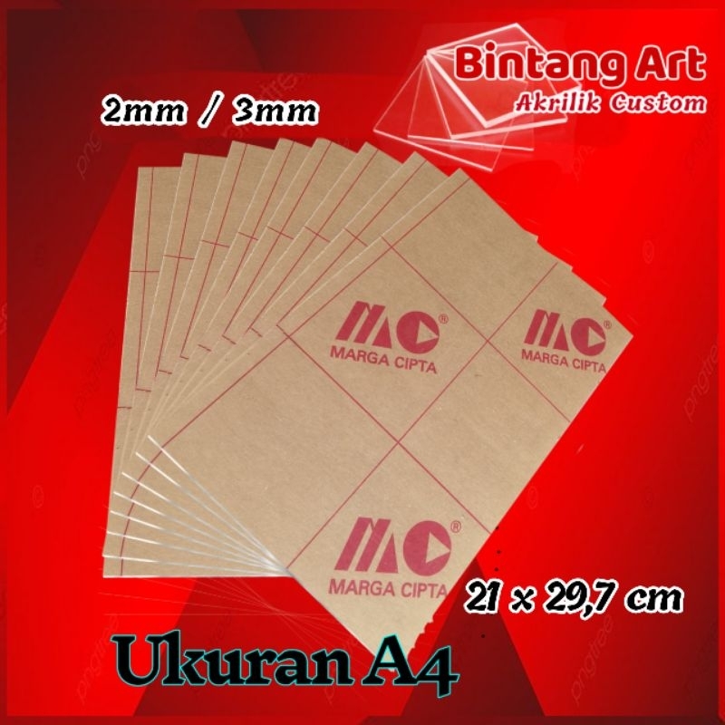 

Akrilik lembaran A4 / 21x29,7 cm / (bening)