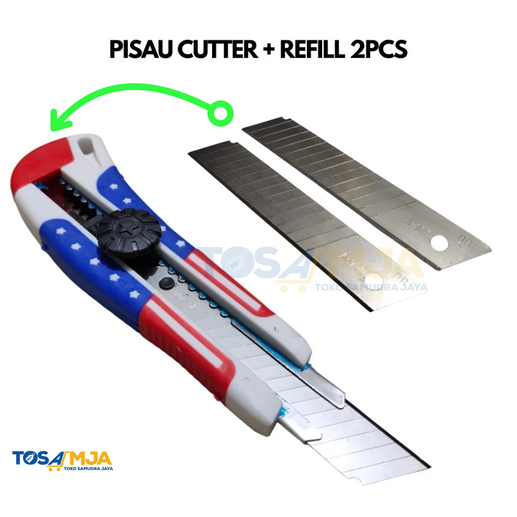 

TAJAM CUTTER PISAU GAGANG KARET MOTIF USA | GRATIS 3 ISI PISAU CUTTER REFILL | MEREK MIAMI