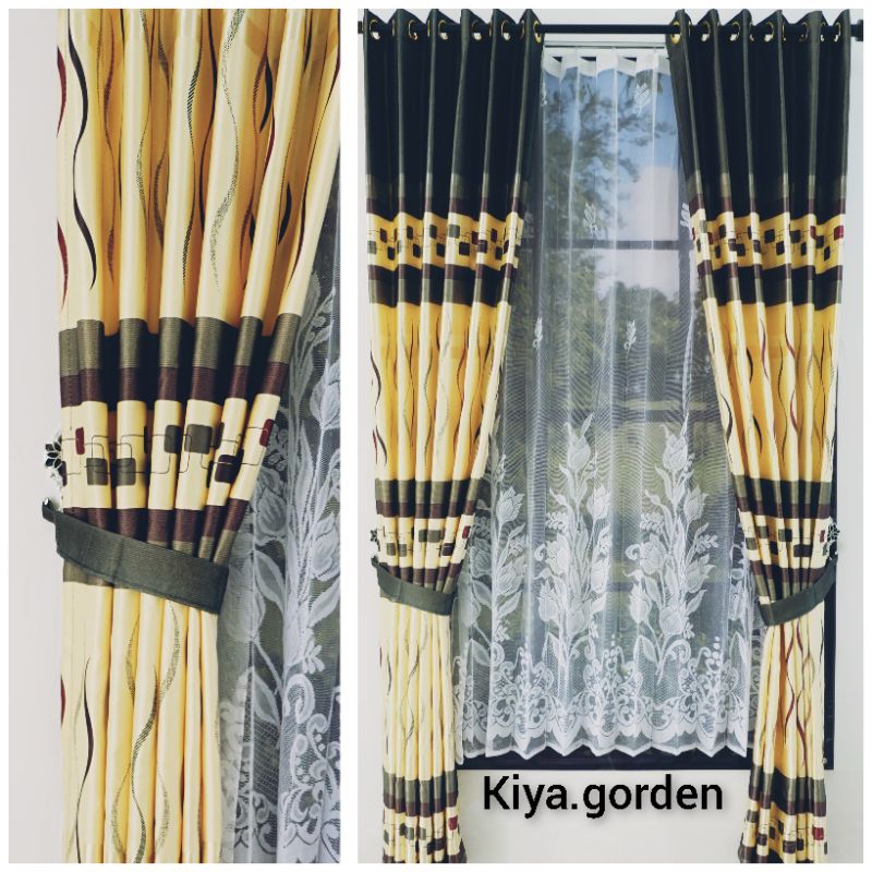 gorden jendela astetik panjang 230 cm model semokring bahan Blckoal inpor