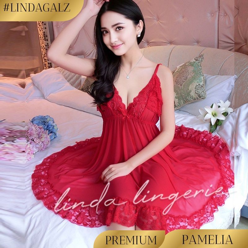 LindaGalz PAMELIA Sexy Lingerie Big Size Jumbo 1123  Baju Tidur Wanita Dinas Malam Lingerie Premium 