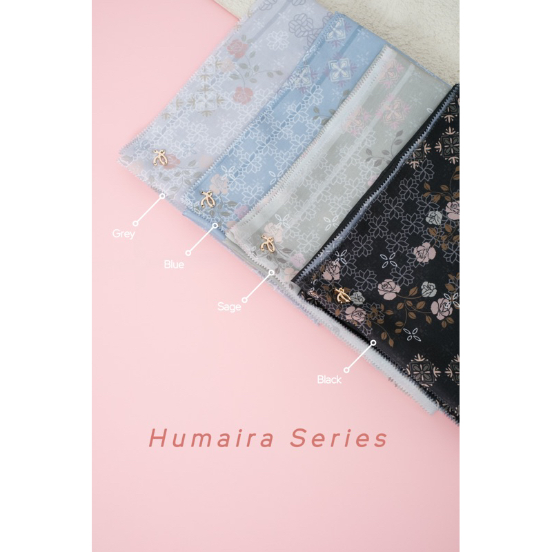 RAESA SCARF HUMAIRA SERIES HIJAB SEGI EMPAT PRINT MOTIF BAHAN VOAL PREMIUM 115 x 115 LASERCUT FREE P