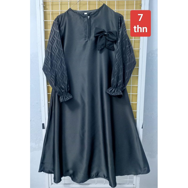ABAYA ANAK PEREMPUAN USIA 7 TAHUN/ GAMIS HITAM JETBLACK TEMBORO