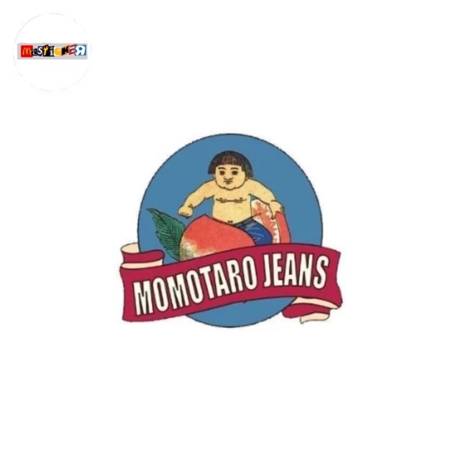 

sticker Momotaro Jeans logo diecut stiker denim Japan