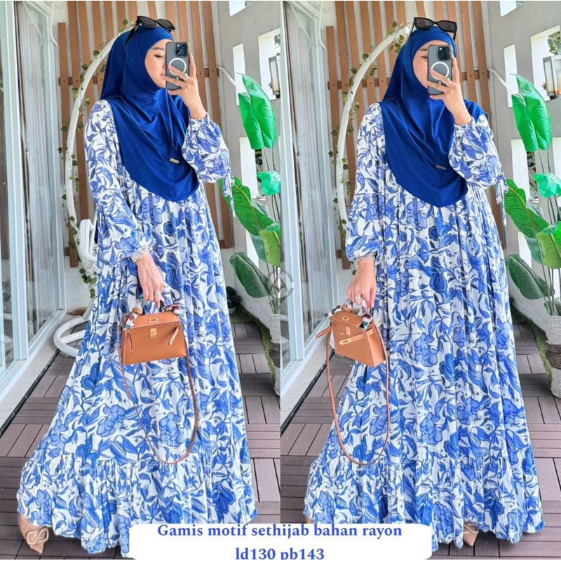LAVANYA SET HIJAB BERGO / GAMIS RAYON KEKINIAN GAMIS SET HIJAB