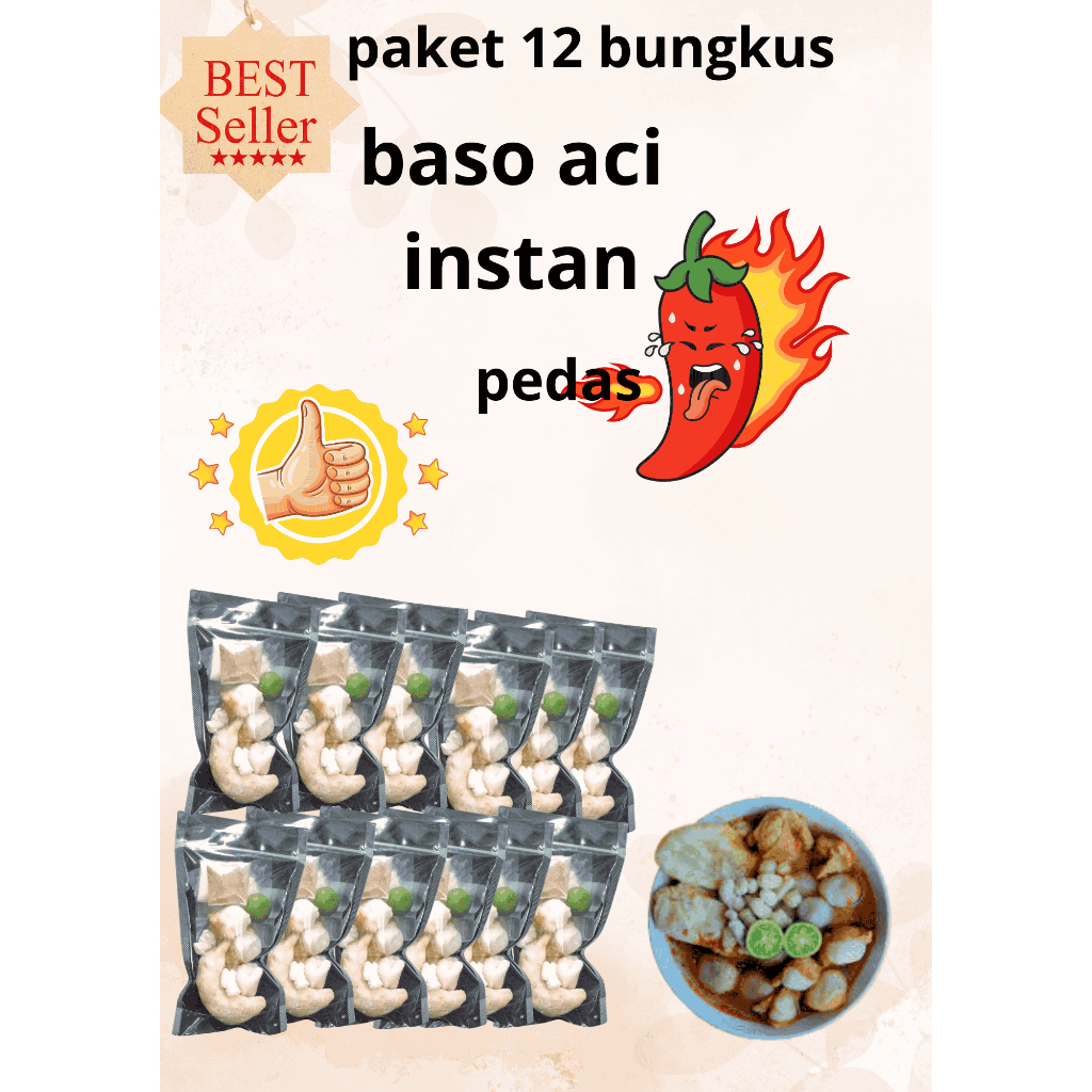 

baso aci bacoli 12 bungkus baso aci instan 12 pcs paso aci pedas