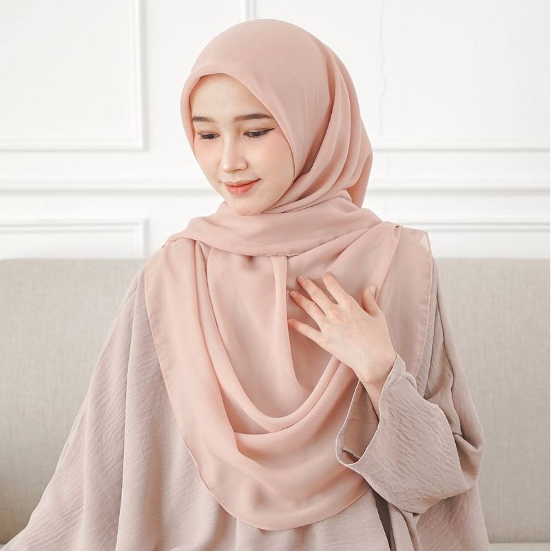 Hijab segiempat jumbo oval/Hijab 145 x 145 curve/Hijab voal oval