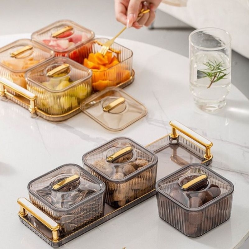 BPT - ATP8013 4 SEKAT Toples Snack & Cemilan / Tray Set Wadah Makanan+Nampan Toples Lebaran