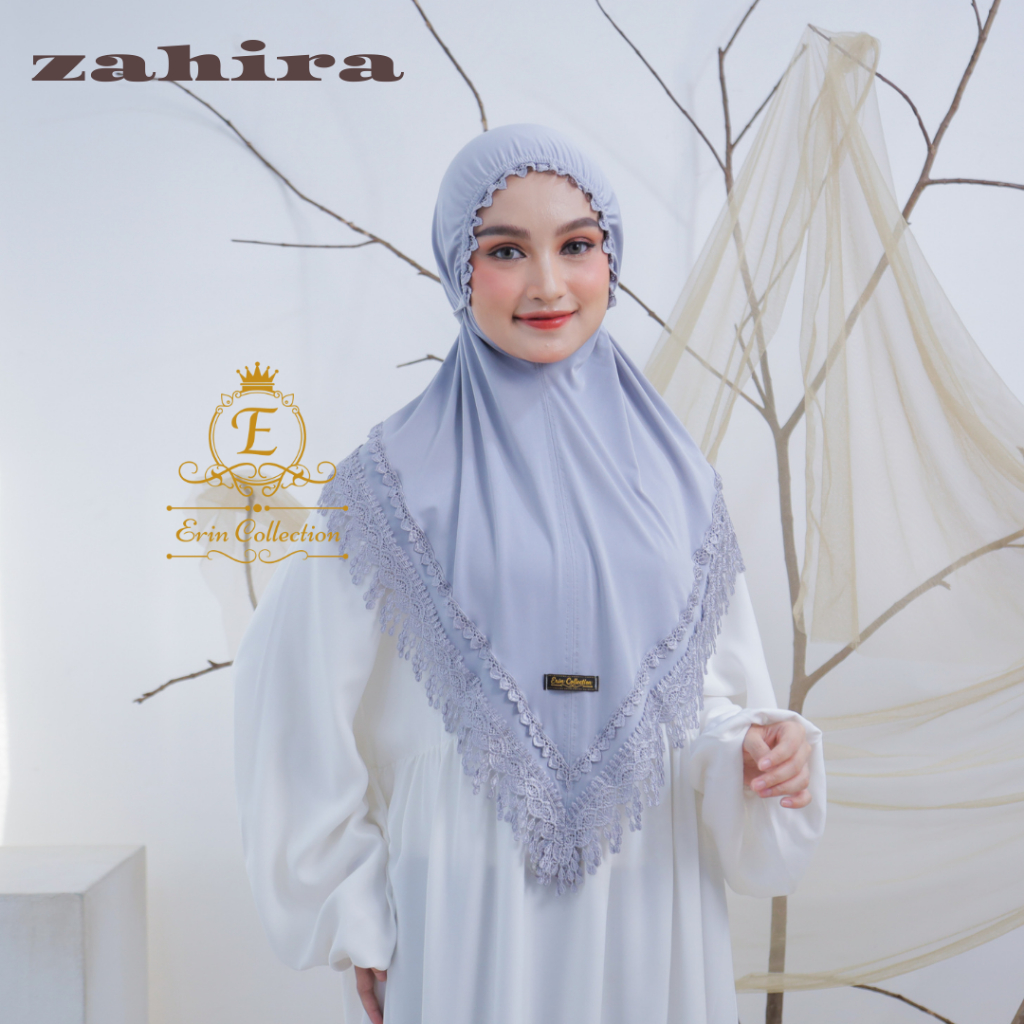 ERIN COLLECTION HIJAB ZAHIRA JILBAB INSTAN KERUT MUKA 2 SUSUN PRAKTIS KEKINIAN HIJAB RENDA MEWAH
