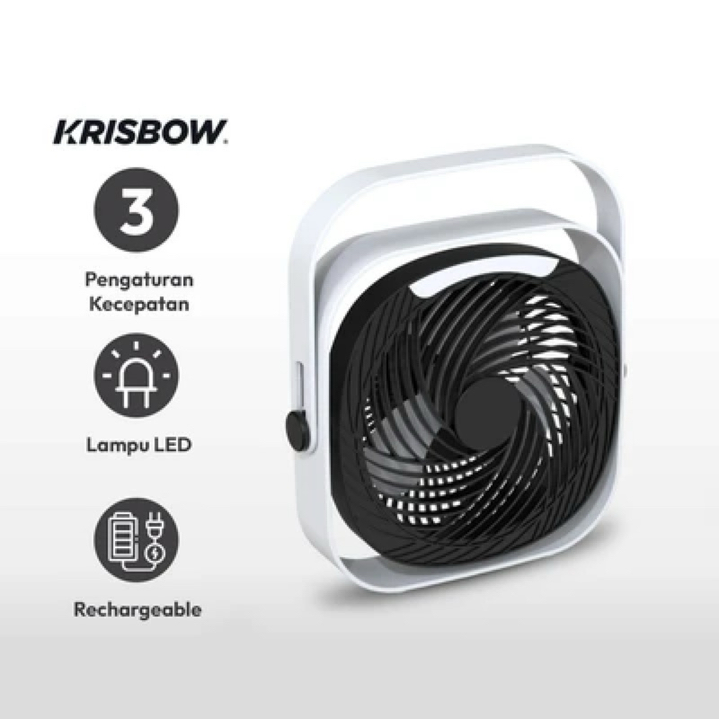 ACE Krisbow 6 Inci Kipas Angin Emergency Dengan Lampu - Putih/ACE KRISBOW EMERGENCY FAN 6INC + LAMP 